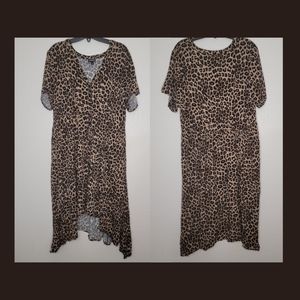 Plus size Torrid size 2 hi low midi Challis leopard print button shirt dress
